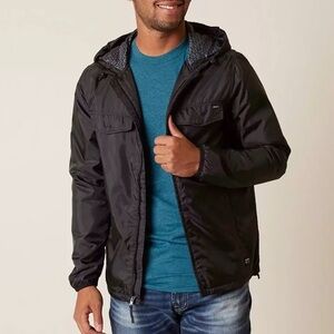 RVCA TRACER Lightweight Taffeta Lining W/Hood Windbreaker Jacket Black Med